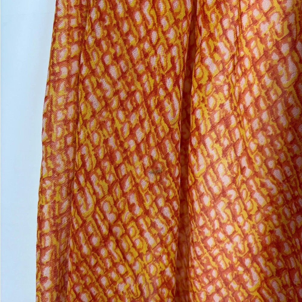 Bindya New York Scarf 100% Wool Orange Yellow Print